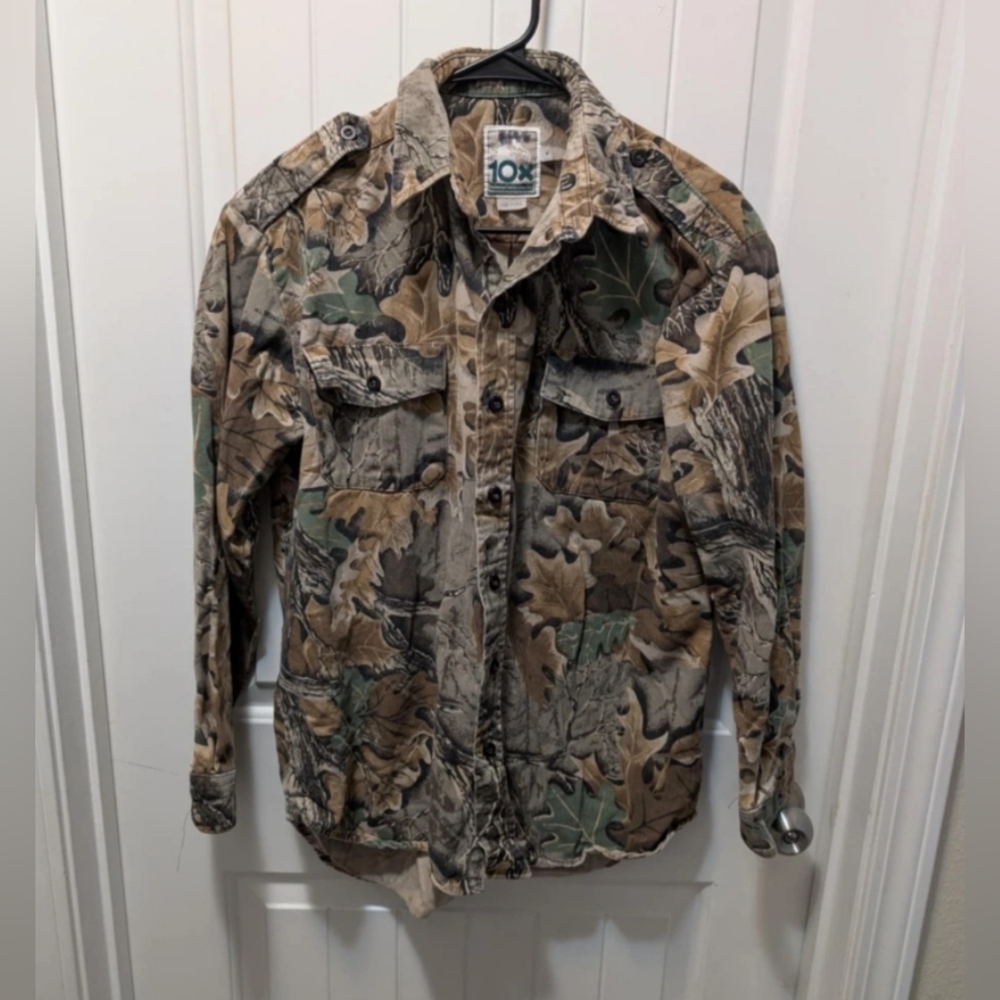 10X Advantage Timber Camo Button Up Shirt Long Sleeve Soft Fabric Mens Size M